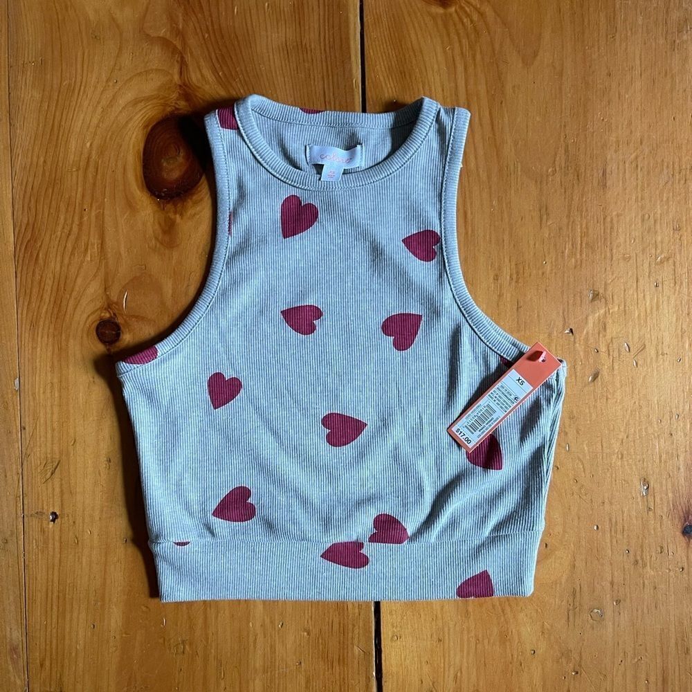 XS women’s Colsie Pajama tank with red hearts